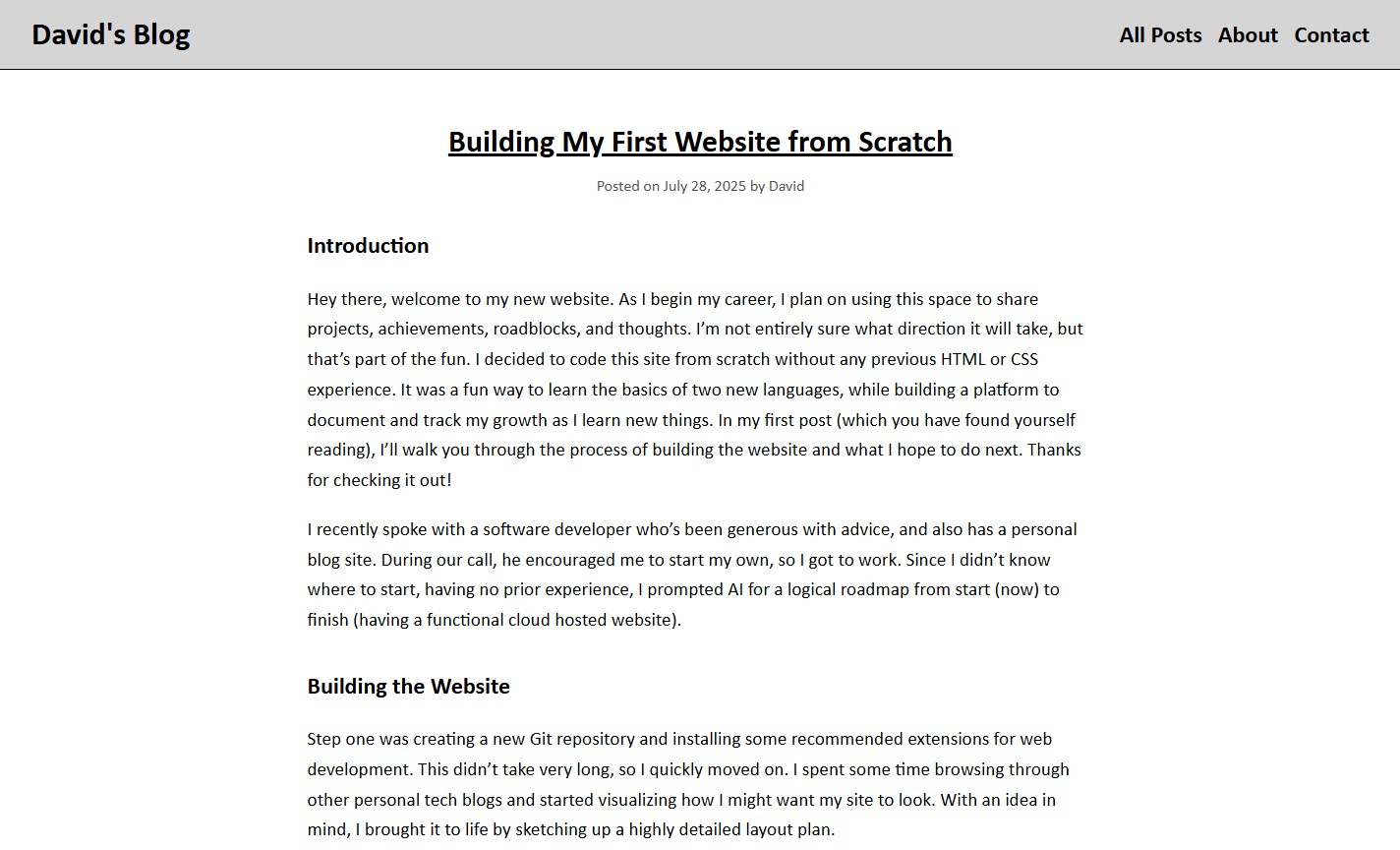 Picture of my sketch of old website